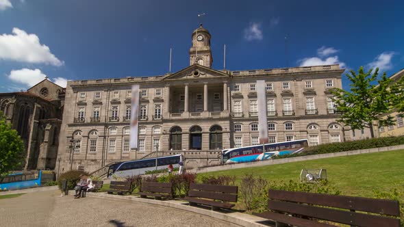 The Palacio Da Bolsa Timelapse Hyperlapse Stock Exchange Palace Is a Historical Building in Porto