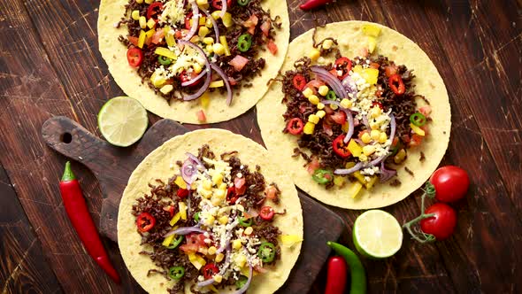 Healthy Corn Tortillas with Grilled Beef Fresh Hot Peppers Cheese Tomatoes