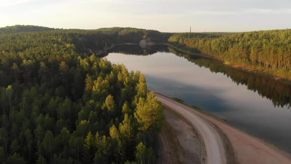 Flight over the lake