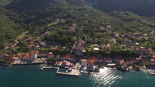 Cozy Little Town of Prcanj at the Foot of the Mountains