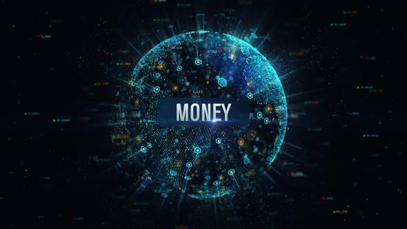 Money Business Digital Globe Earth 4K