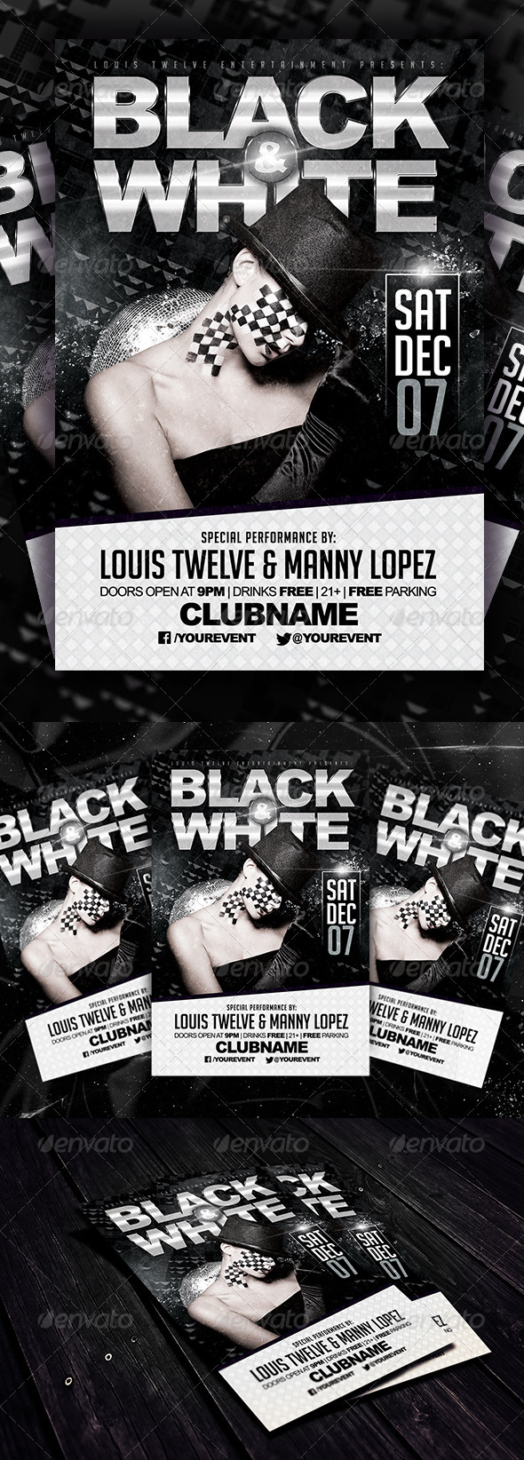 Black and White Party Flyer Template