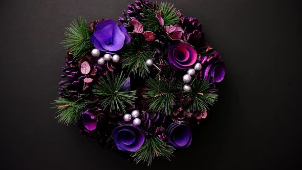 Christmas Wreath on Black Background