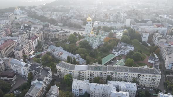 Cityscape of Kyiv, Ukraine. Aerial View, Slow Motion