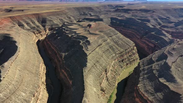 Aerial View Of Goosenecks State Park With A Deep Meander Of The San Juan River In Utah, USA.