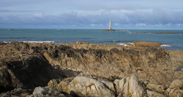 The lighthouse in Goury, Cap de la Hague, Cotentin peninsula, France