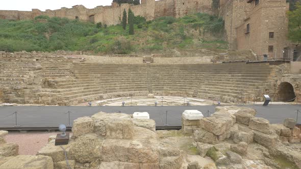 Tilt up of the Roman Theater and the citadel