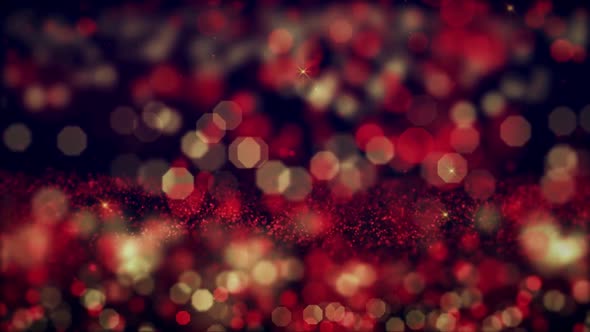 Red And Gold Bokeh Particles