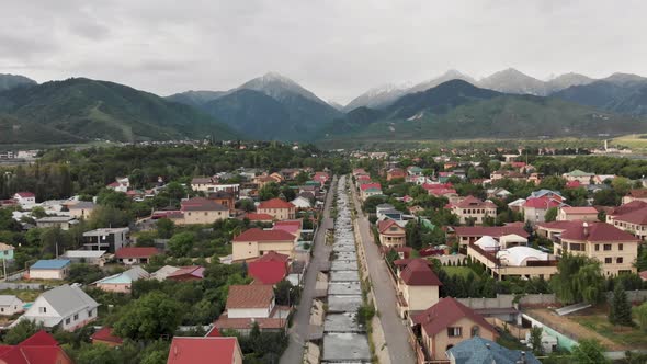 Aerial View of the Mountains and the River in Almaty Kazakhstan