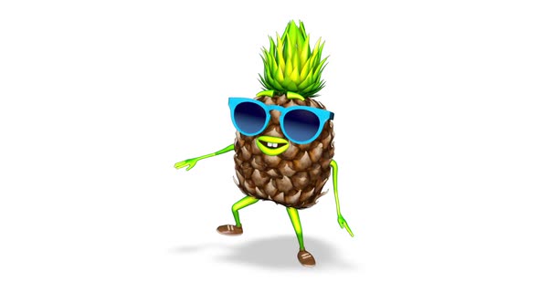 3d Pineapple Dance  Loop On White Background
