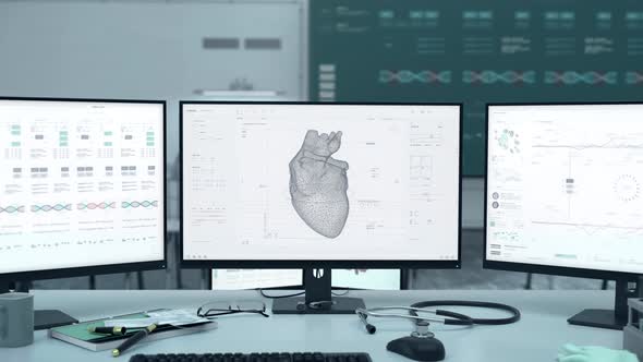 Modern 3D printer is building a fabrication of a human heart using filaments alt