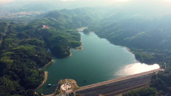 Aerial View on Bang Wan Dam in Phuket.