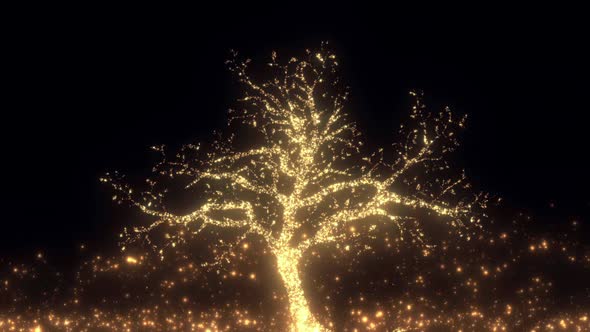 Gold Tree Particles Glitter Background