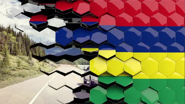 Mauritius Flag Hexagon Transition - 4K Resolution