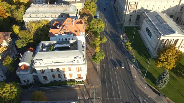 A busy intersection in Budapest Hungary