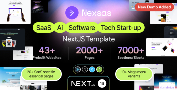 Nexsas | SaaS & AI Startup Next.js Template