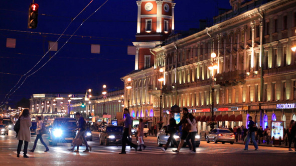 Nevsky Avenue At Night