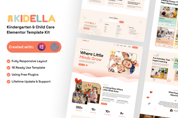 Kidella - Kindergarten & Child Care Elementor Template Kit