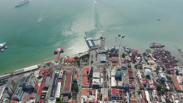 Drone Aerial Footage of Historic Penang Old Town - Georgetown