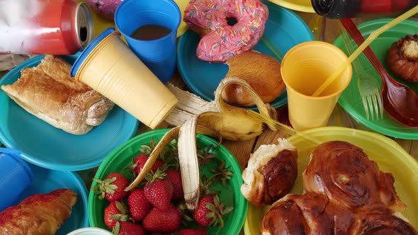 Food and Drink Waste After a Party or Picnic