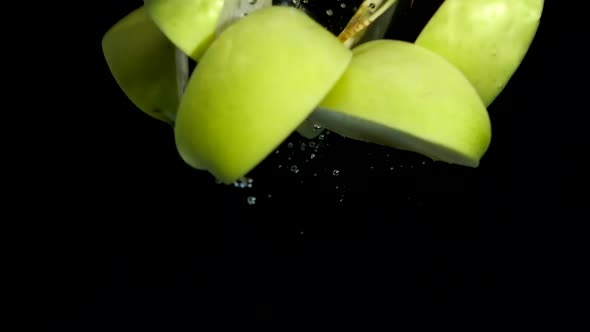 Pieces of Green Apple Fall Down