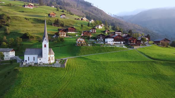 Scenery of Austrian Country Houses on Mountains