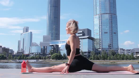 Woman working out in city