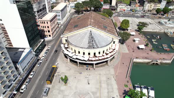 Downtown of Salvador Bahia Brazil. Historic buildings at tourism postcard.