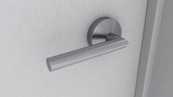 House Door Opening By Handle and the Woodland, Freedom and Rest Is Behind It alt