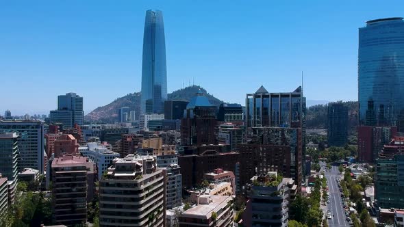 Timelapse of aerial footage in luxury district, Santiago, Chile