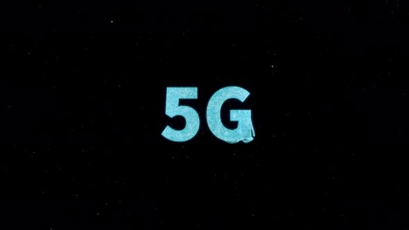 5G font with universe background