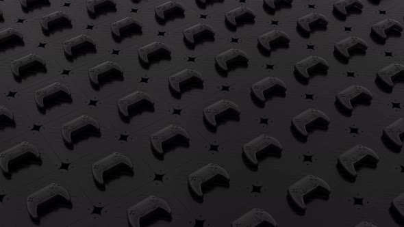 Black joysticks on a black textured background