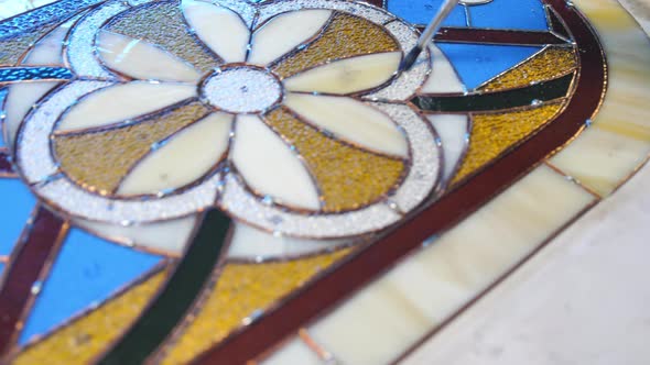 Brush Application of Flux Before Soldering the Stainedglass Window