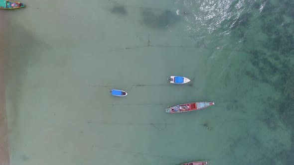 Thailand Beach with Color Boats