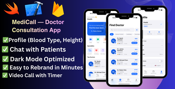 MediCall - IOS Swift App -Doctor Consultation || Online Doctor Booking App