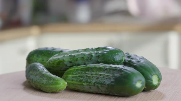 CucumberIs On the Table In Kitchen In House