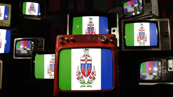 Flag of Yukon, Canada, and Retro TVs.