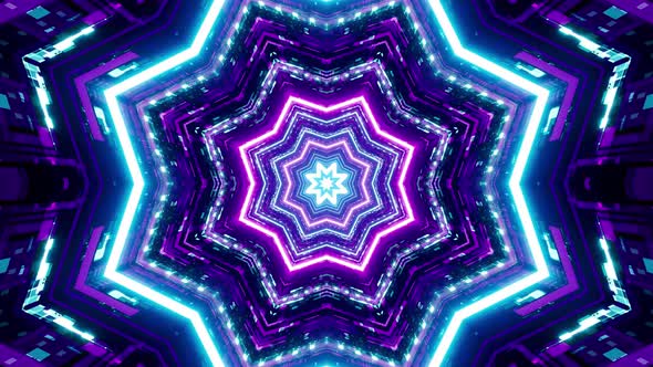 Neon Poly Star Tunnel