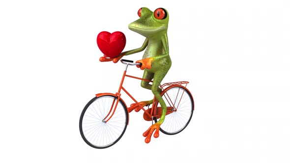 Fun frog on a bicycle - Digital animation