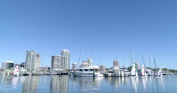4K Video of Small Sailboats Leaving Florida Marina