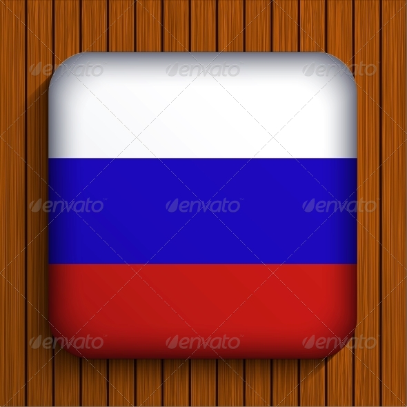Vector Flag Icon on Wooden Background