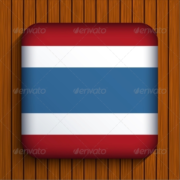 Vector Flag Icon on Wooden Background