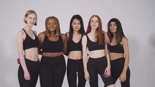 Joyful Smiling Diverse Ladies Posing at Camera