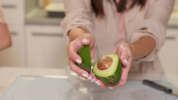 Close Up Of Avocado In Section