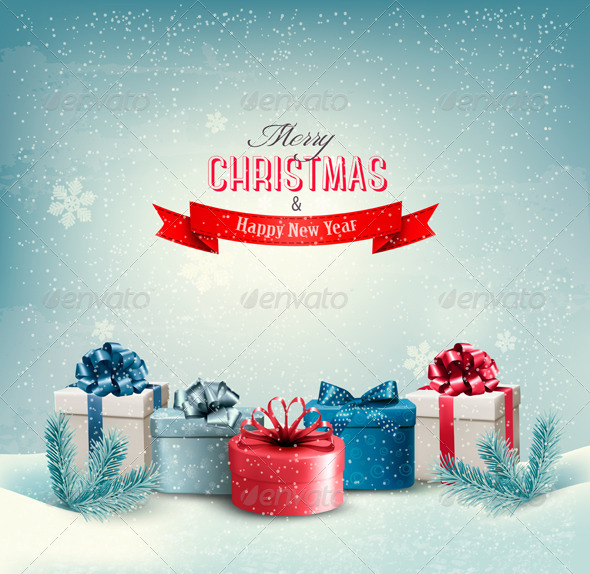 Christmas Holiday Background with Presents
