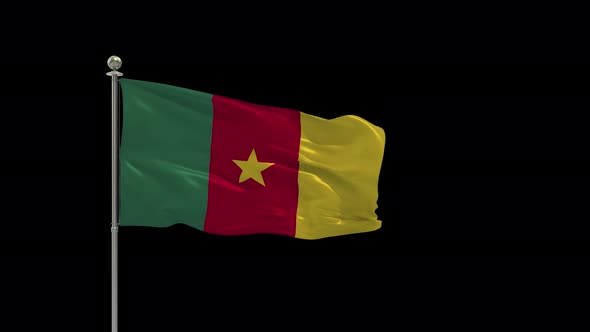 Cameroon  Looping Of The Waving Flag Pole With Alpha