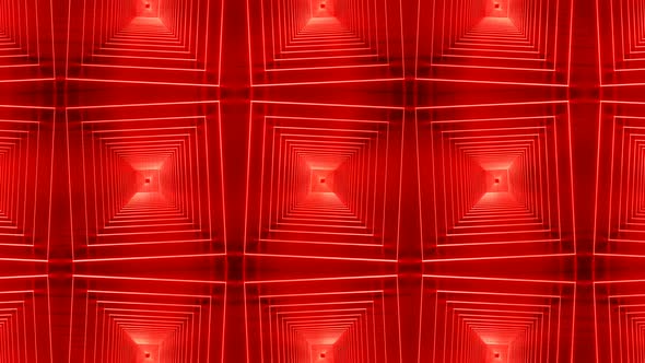 Red Color Neon Zoom In Tunnel Pattern Background Animation