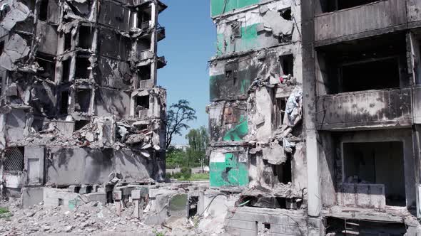 Multistorey Building Bombed During the War in Ukraine