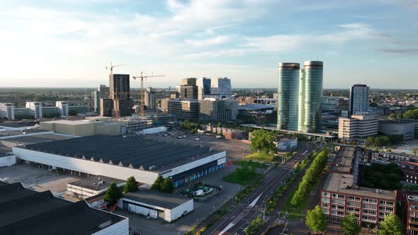 Utrecht Skyline and Central Station Public Transport Infrastructure and Business District