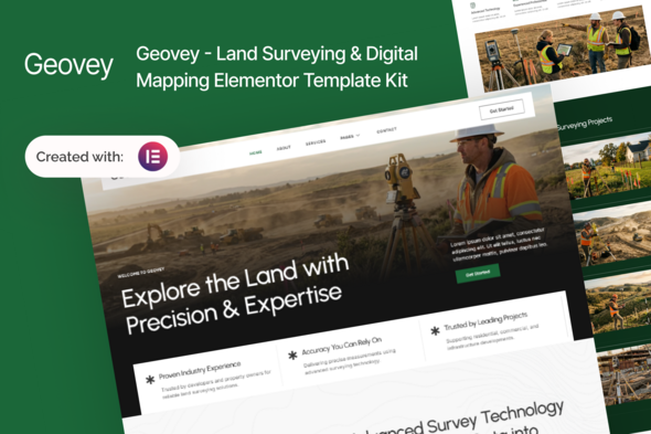 Geovey - Land Surveying & Digital Mapping Elementor Template Kit